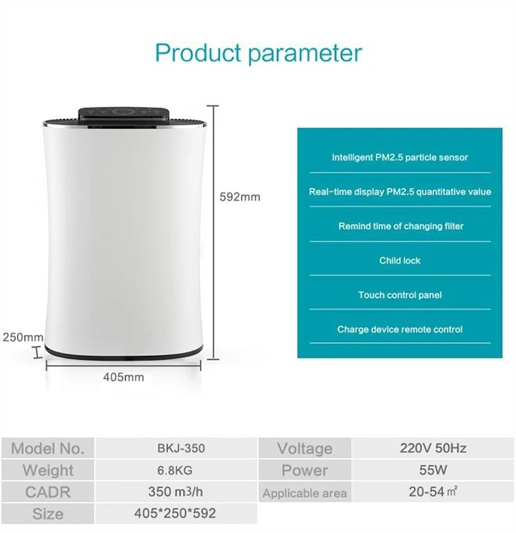 BKJ-350 Room Quite Air Purifier Touch Panel